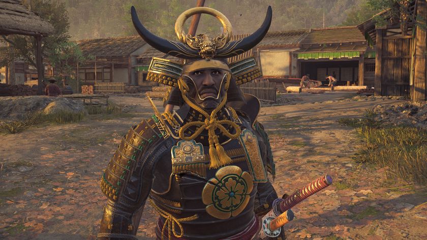 Best Assassin&#039;s Creed Shadows armour - Yasuke standing confidently with ornate samurai armour and weapons.