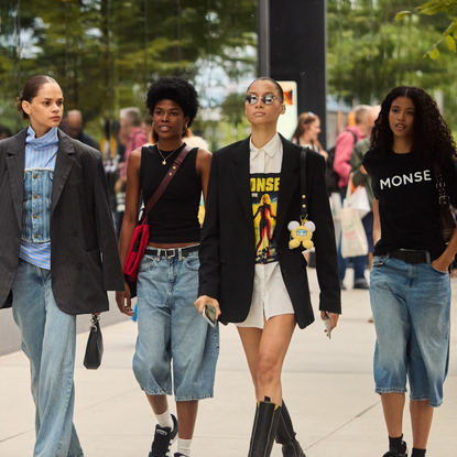 woman wearing denim in new york