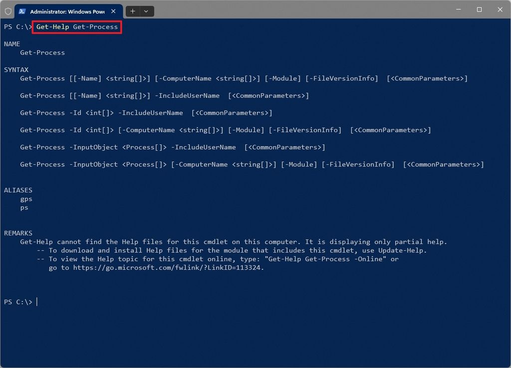 Get-Help cmdlet