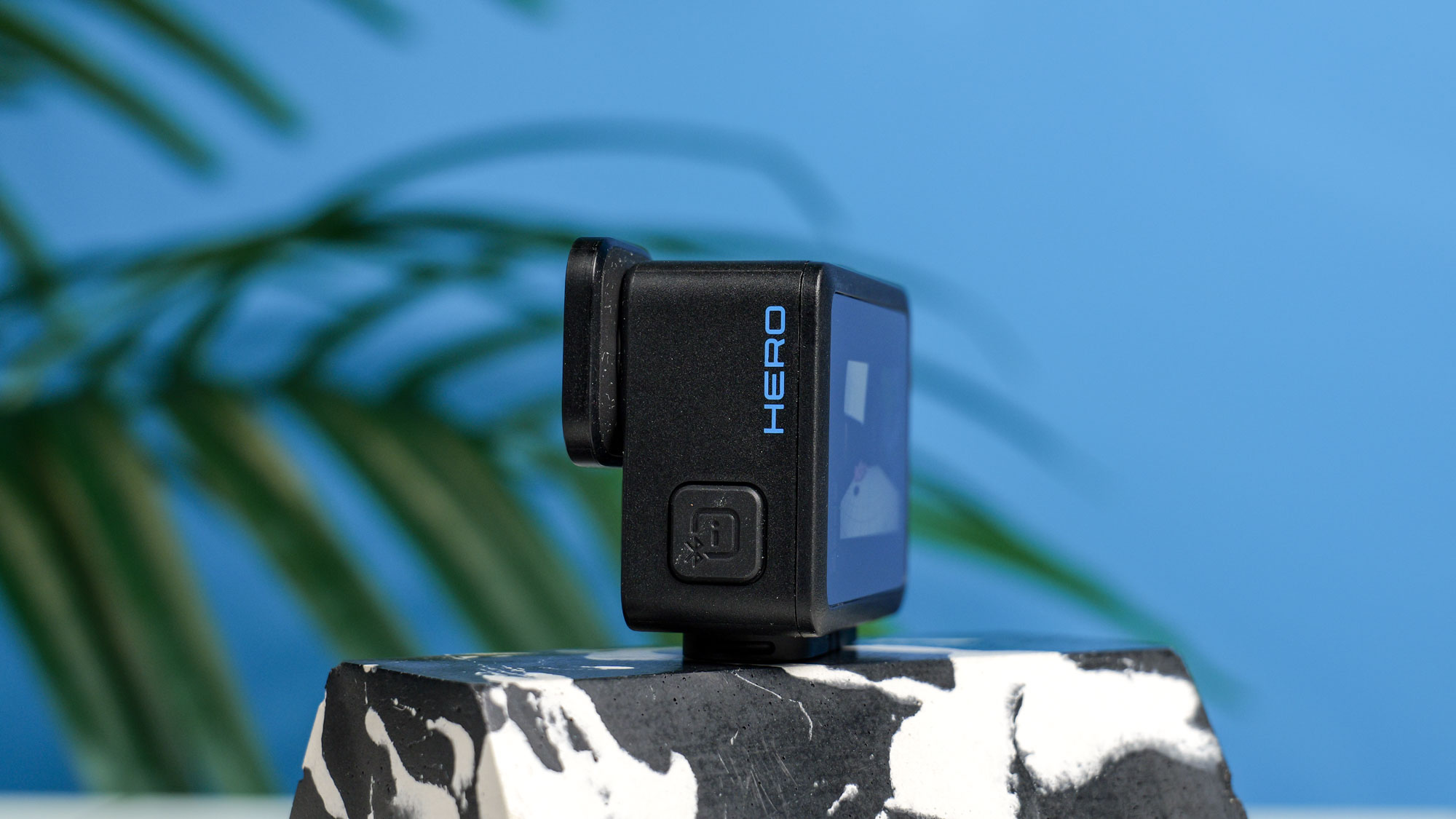 The GoPro Hero (2024) on a marble stone