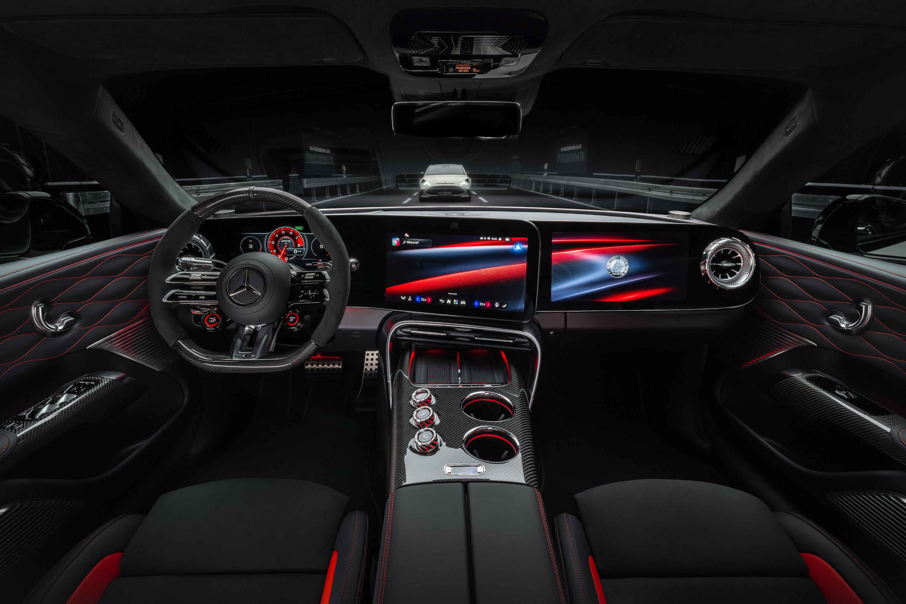 The GT 4-Door Coup&amp;eacute;'s screen-filled dashboard