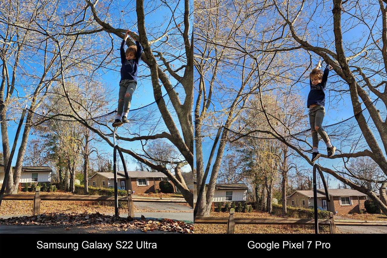 Comparing the cameras on the Galaxy S22 Ultra and Pixel 7 Pro when taking photos of moving children