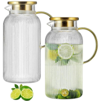Fluted Glass Pitcher with Gold Lid