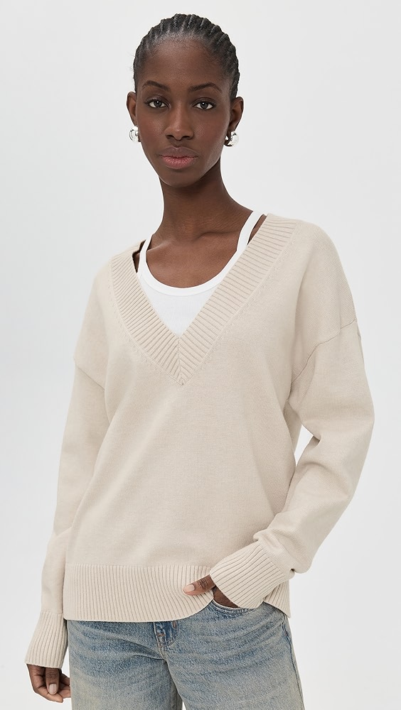 Good American Knit Deep V Knit Sweater