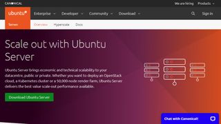 Skärmdump på webbsidan för Ubuntu Server