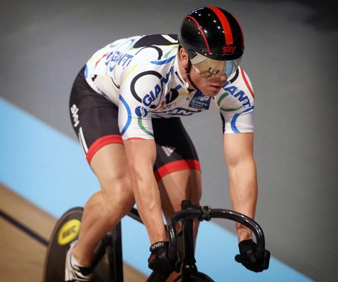 Chris Hoy in action during the Sprint Masters events in Rotterdam