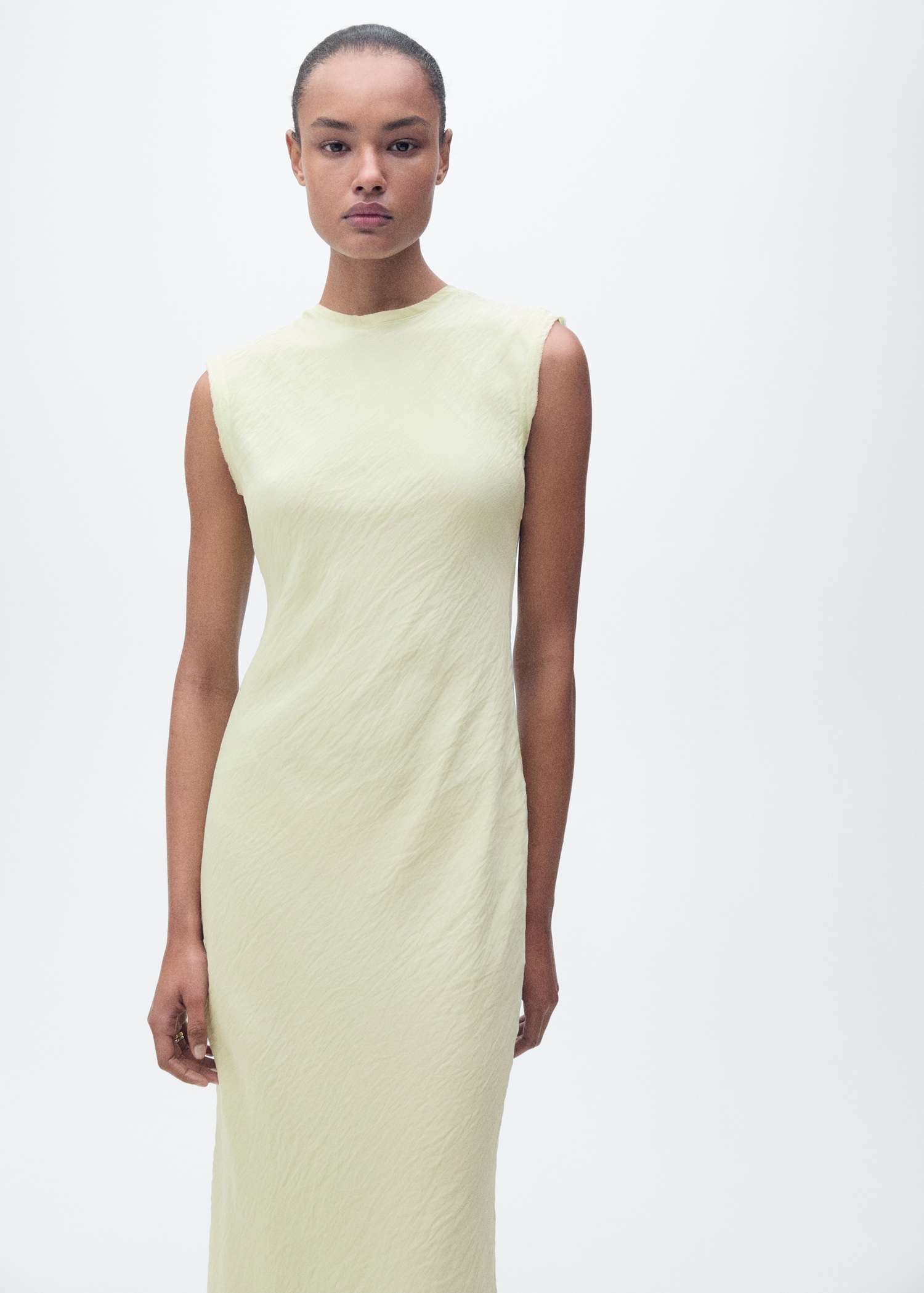 MANGO, Midi-Dress With Wrinkled Effect