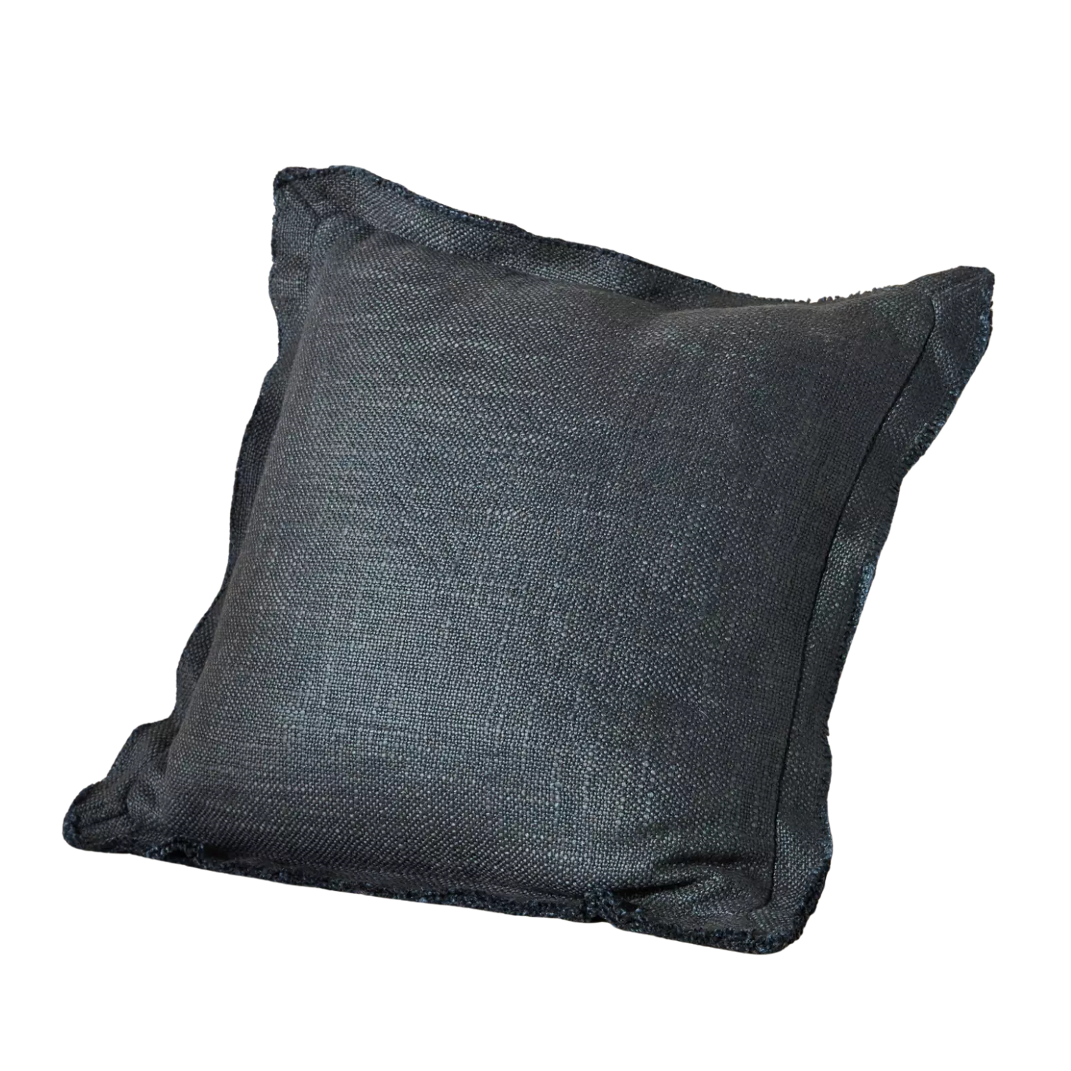 A deep navy square pillow