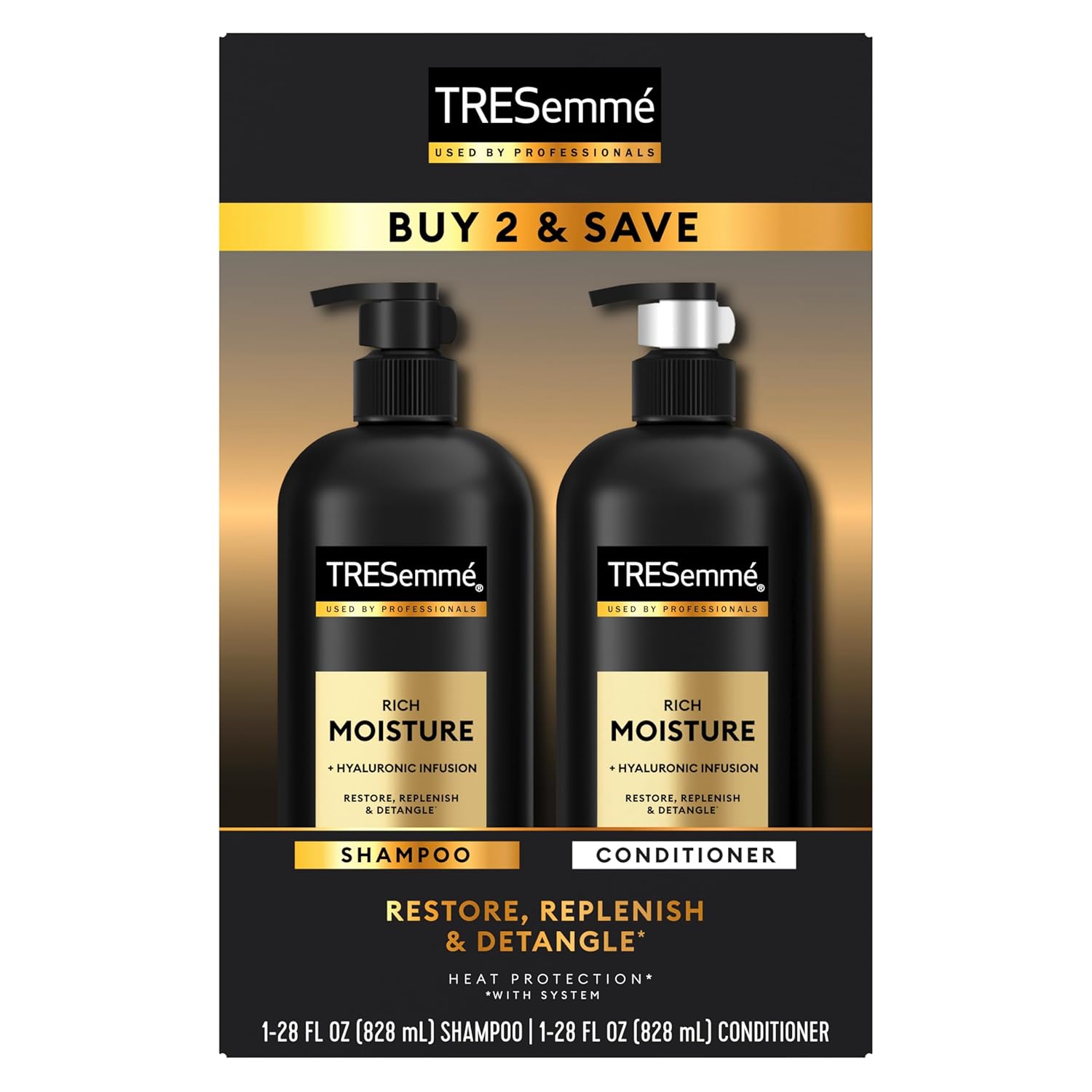 Tresemm&amp;eacute; Rich Moisture Shampoo and Conditioner 2 Count Rich Moisture for Dry Hair Formulated With Vitamin E and Biotin 28 Oz