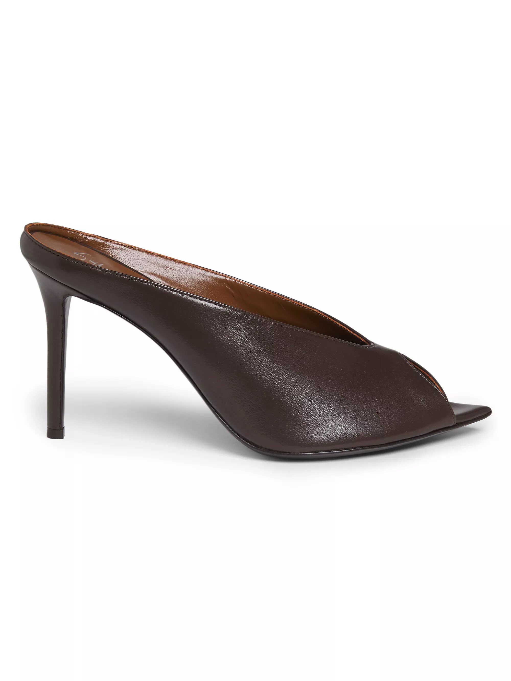 90mm Leather Peep-Toe Mules