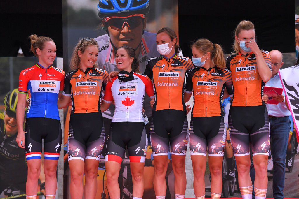 Dutch road race champion Anna van der Breggen and her Boels Dolmans teammates looked relaxed before the start of the 2020 Giro Rosa