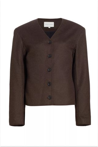 a brown skirt suit