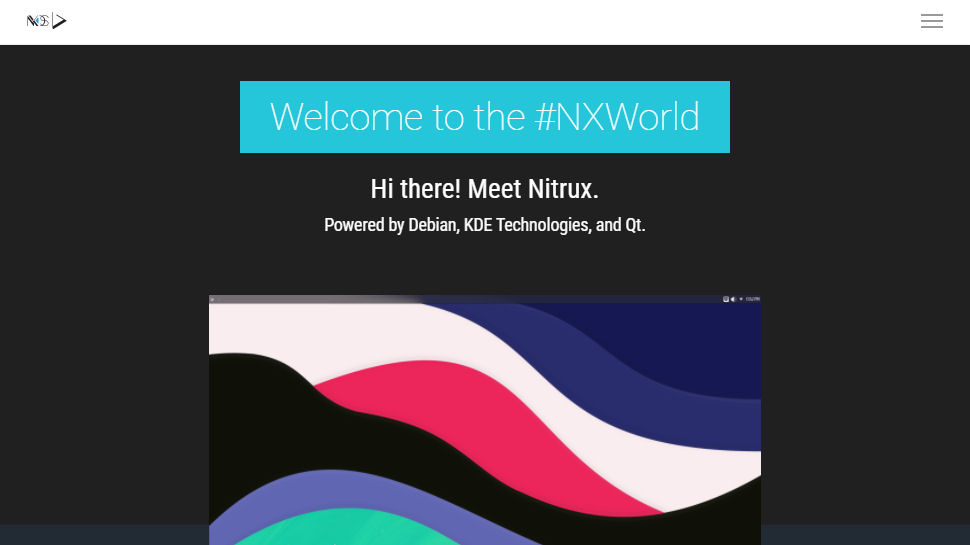 Website screenshot of Nitrux OS