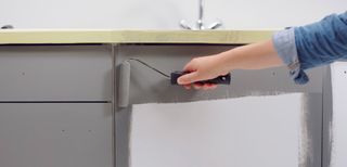 Painting Kitchen Cabinets with grey paint