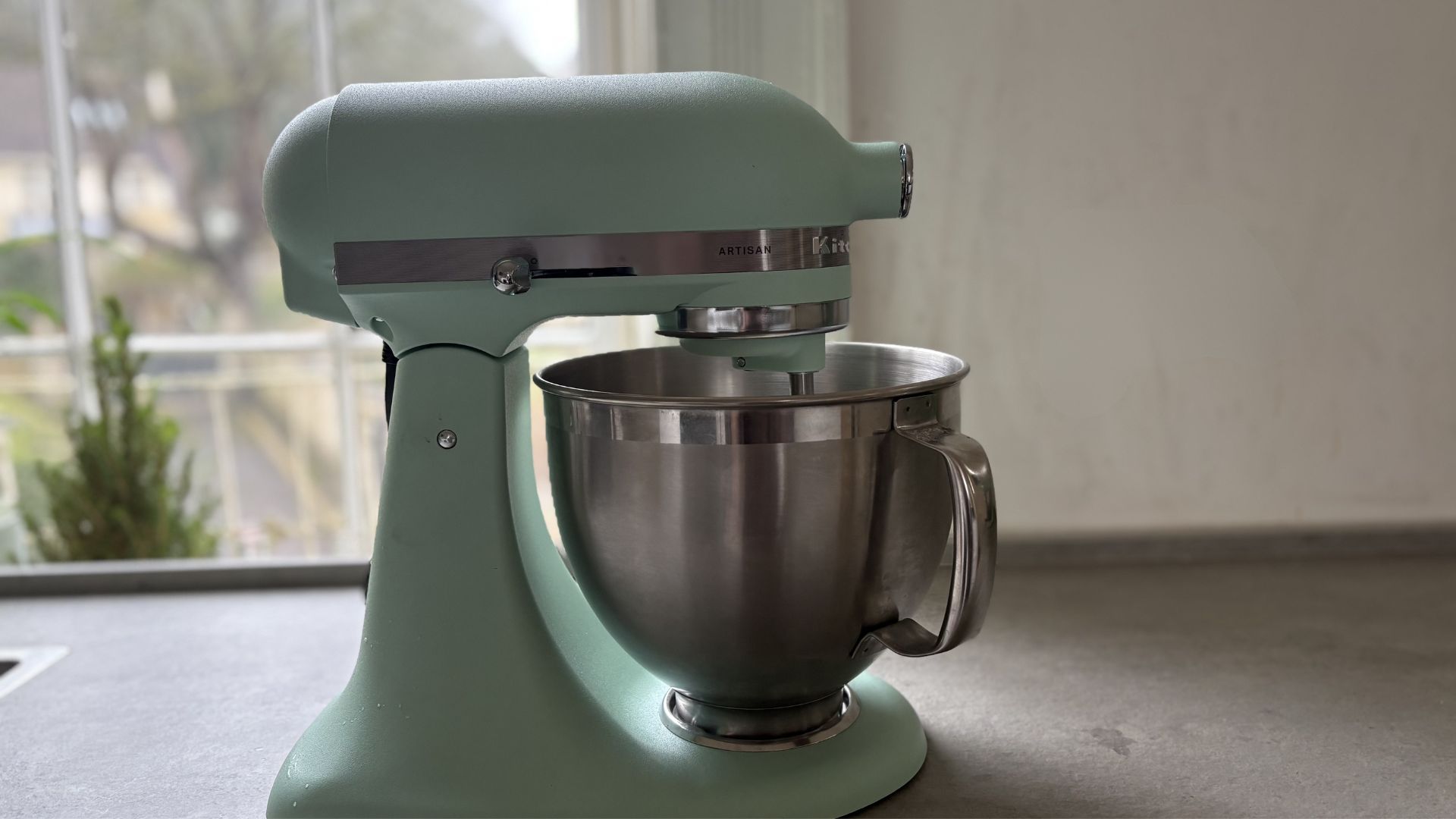 KitchenAid Artisan 4.7L Tilt Head Stand Mixer in Spearmint, the colour of the year for 2026, being tested