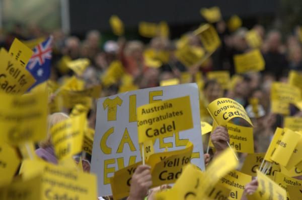 A sea of yellow for Evans