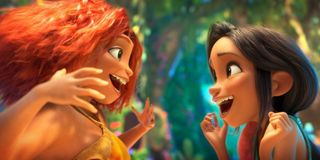 Emma Stone's Eep and Kelly Marie Tran's Dawn in The Croods: A New Age