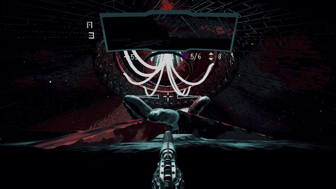 Giant outstretched hand platform under glowing white tubes in Hellscreen