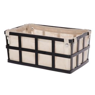 Mainstays Black Rectangle Metal Storage Basket With Removable Liner