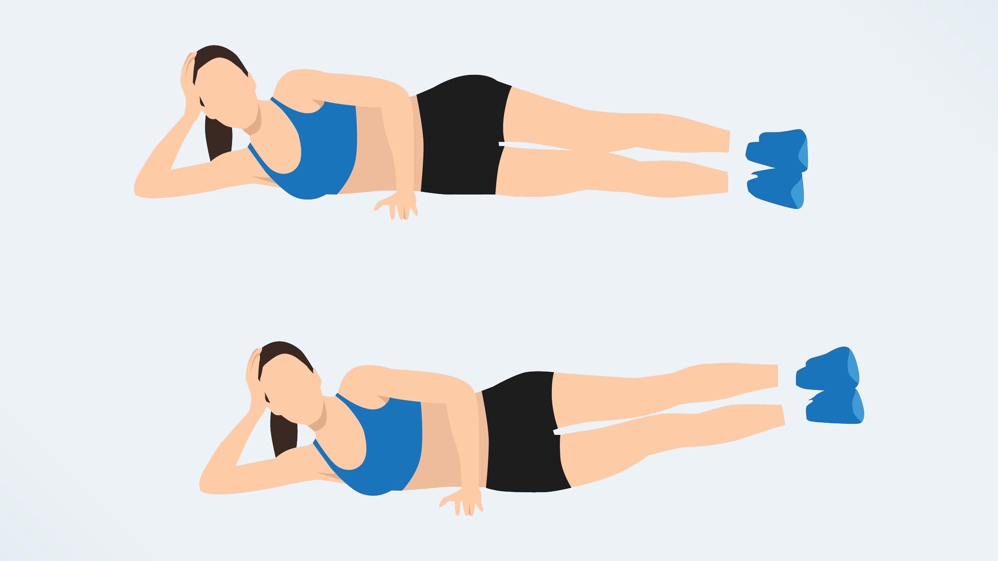 a woman doing a Pilates double leg lift