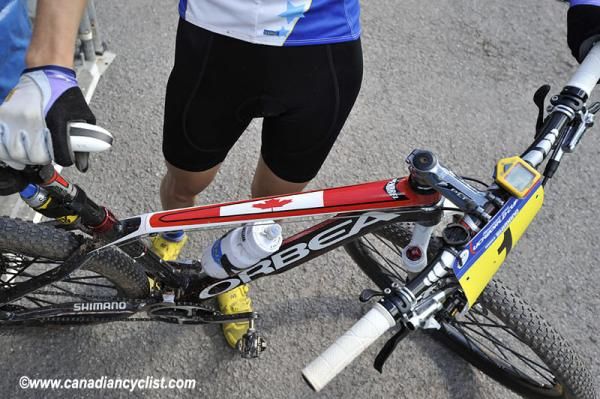 Catharine Pendrel sports a new look on her Orbea in honour of her national title