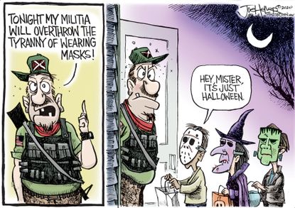 Editorial Cartoon U.S. Halloween militia masks