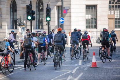 Cyclists in a UK city