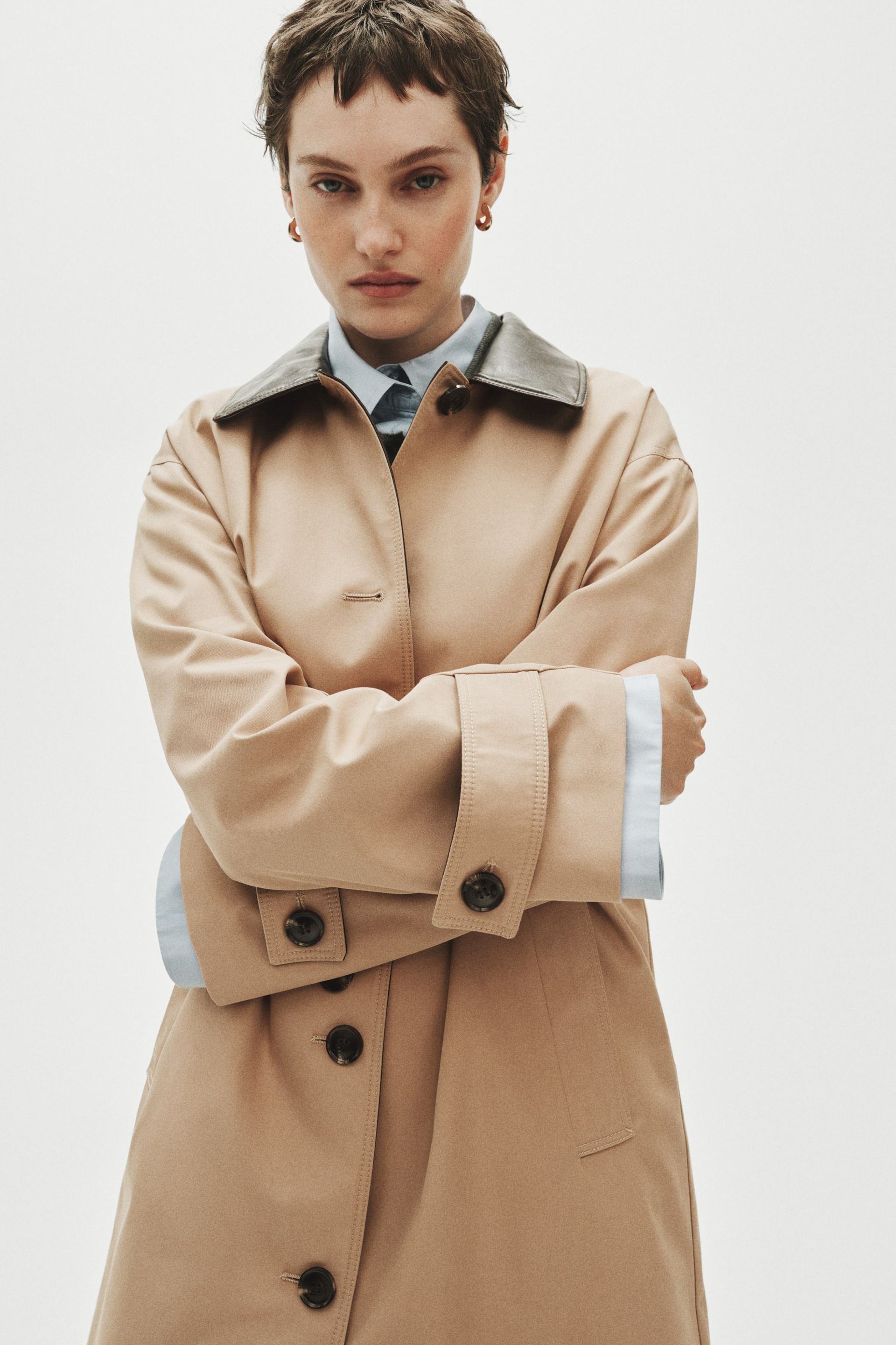 Twill Car Coat - Beige