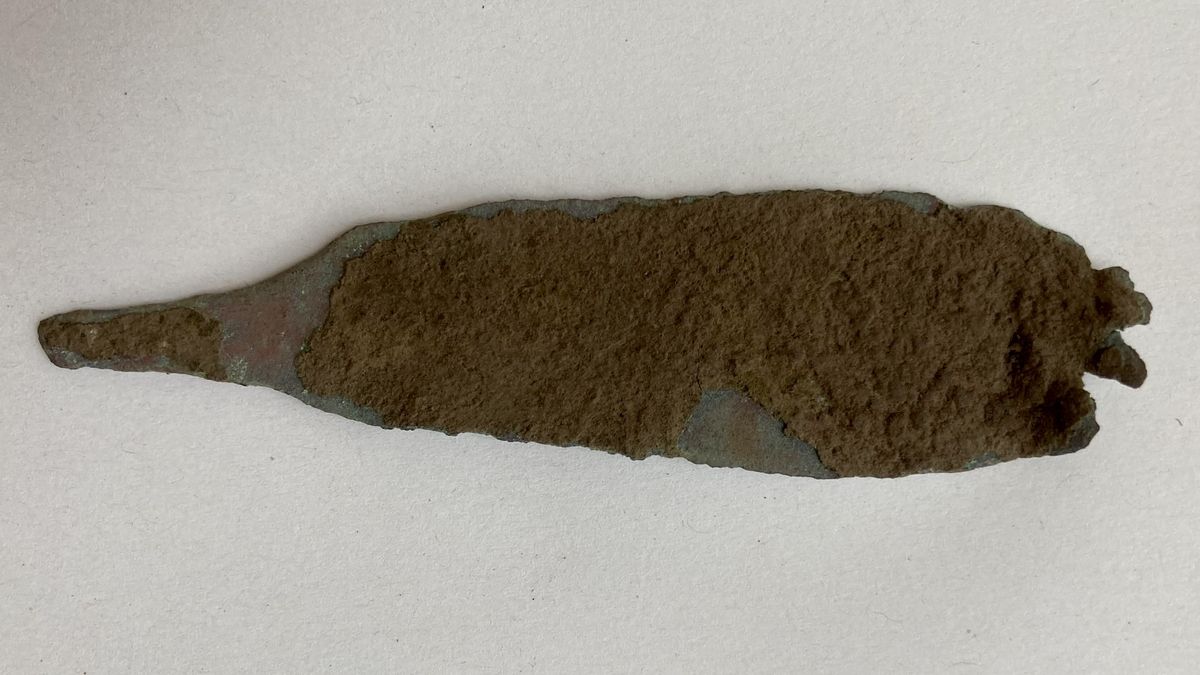 ‘A flash of copper caught our attention’: 4,000-year-old dagger discovered deep in Italian cave