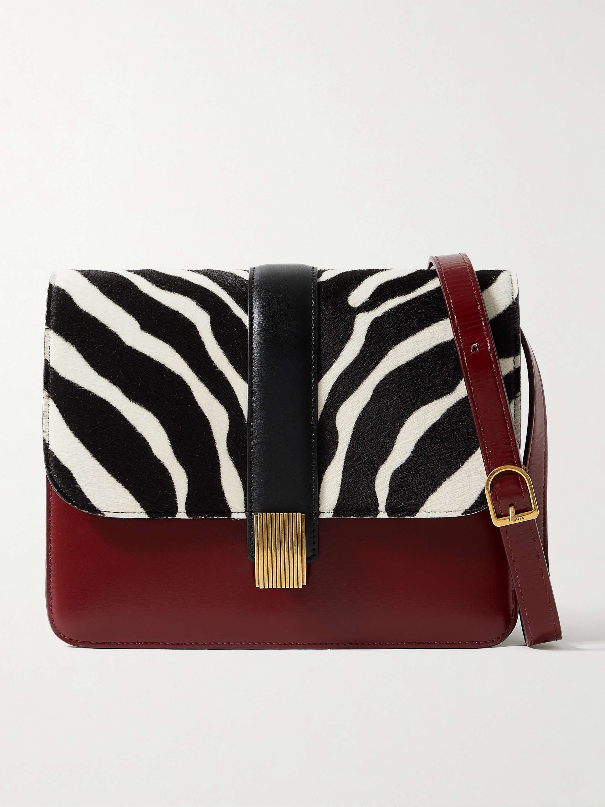 Blake Zebra-Print Calf Hair and Leather Shoulder Bag