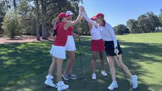 Group of female golfrers high fiving