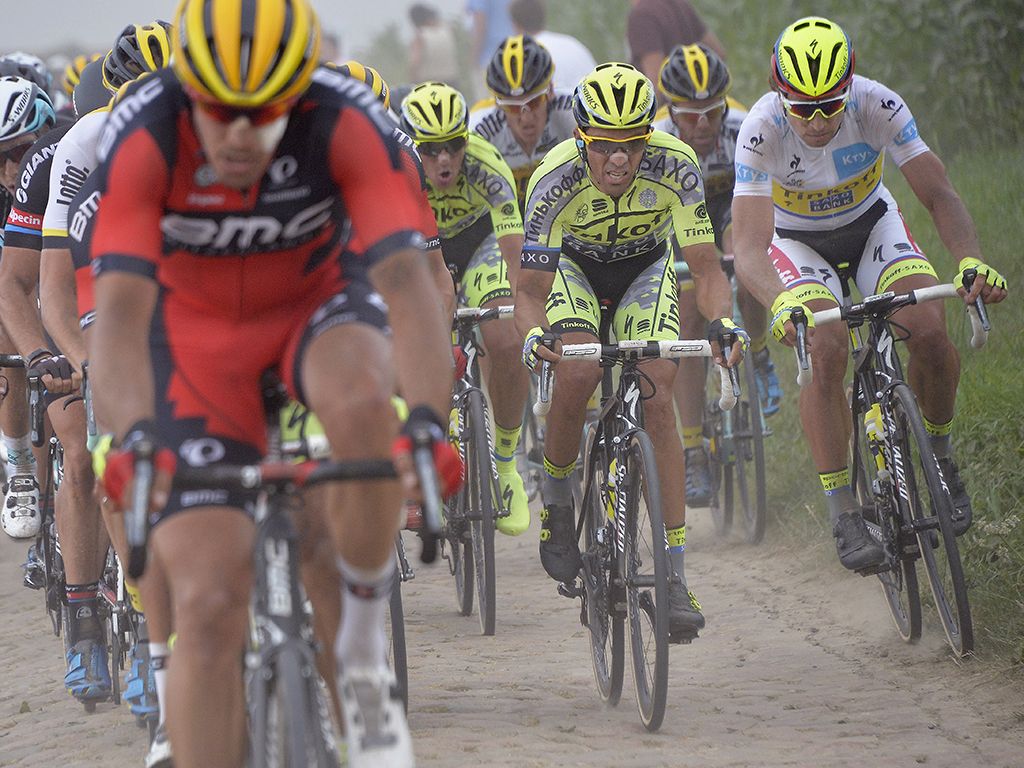 Sagan protects team leader Alberto Contador in the 2015 Tour de France
