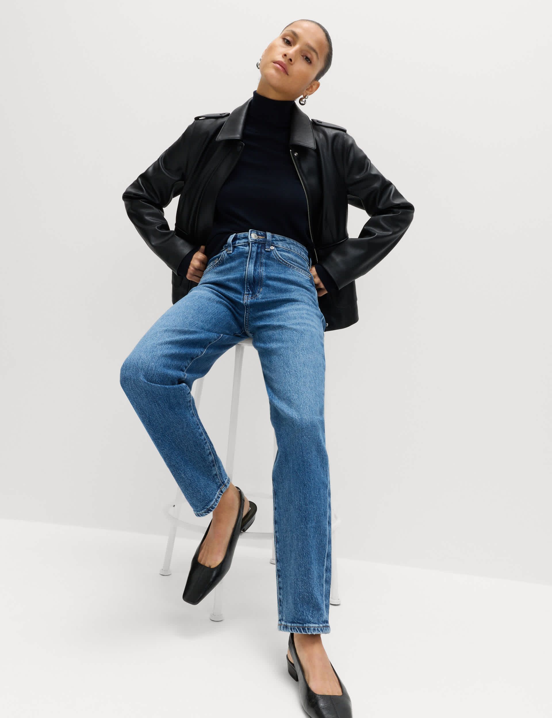 Mom High Waisted Ankle Grazer Jeans