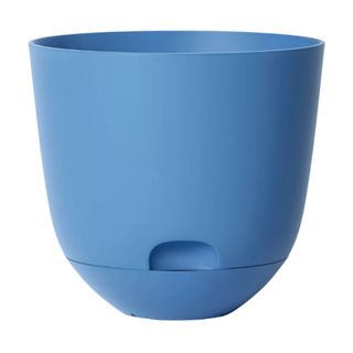 Self-watering planter pot in blue