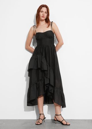 Strappy Ruffled Midi Dress