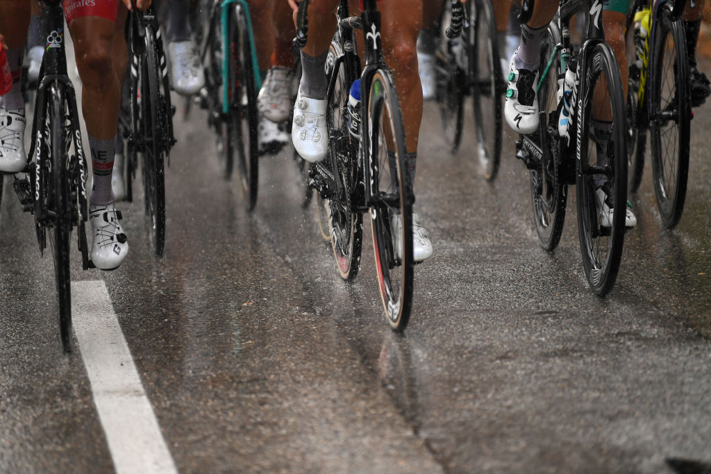 NICE FRANCE AUGUST 29 Rain Bike Detail view during the 107th Tour de France 2020 Stage 1 a 156km stage from Nice Moyen Pays to Nice TDF2020 LeTour on August 29 2020 in Nice France Photo by Tim de WaeleGetty Images