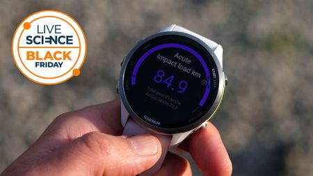 A Live Science Black Friday logo and a picture of the Garmin Forerunner 970 taken by our reviewer