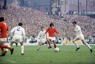 George Best in action for Manchester United against Leeds in 1969.