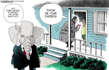 Political Cartoon U.S. National Census Immigration Papers Republicans