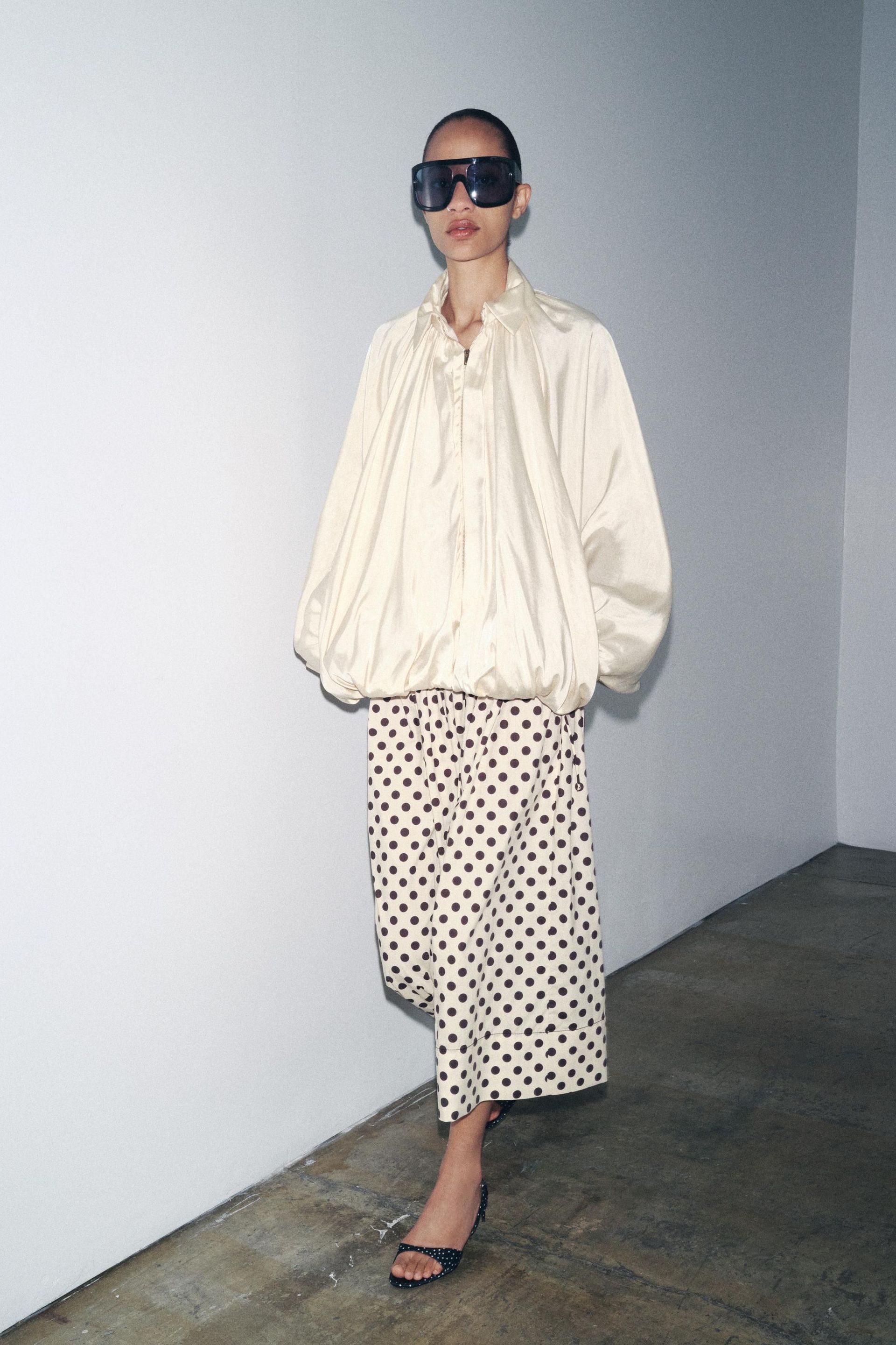 Zw Collection Polka Dot Midi Skirt