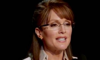 Julianne Moore's turn as Sarah Palin is teased in a new clip from HBO's "Game Change," and some critics are convinced she's every bit as good as Tina Fey.