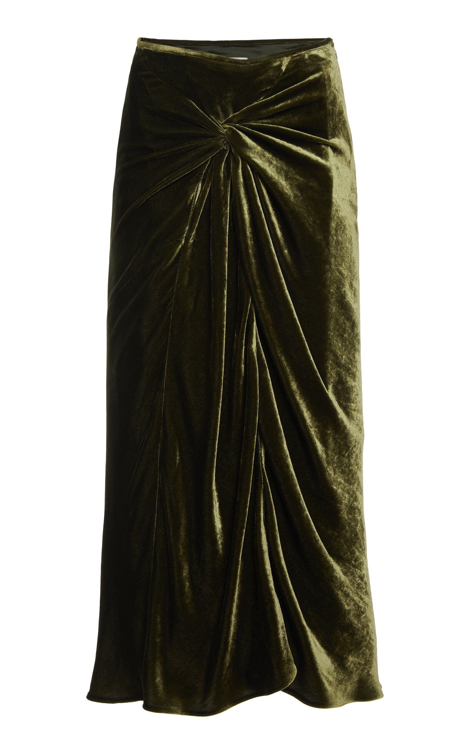 Smila Knot-Detailed Velvet Midi Skirt