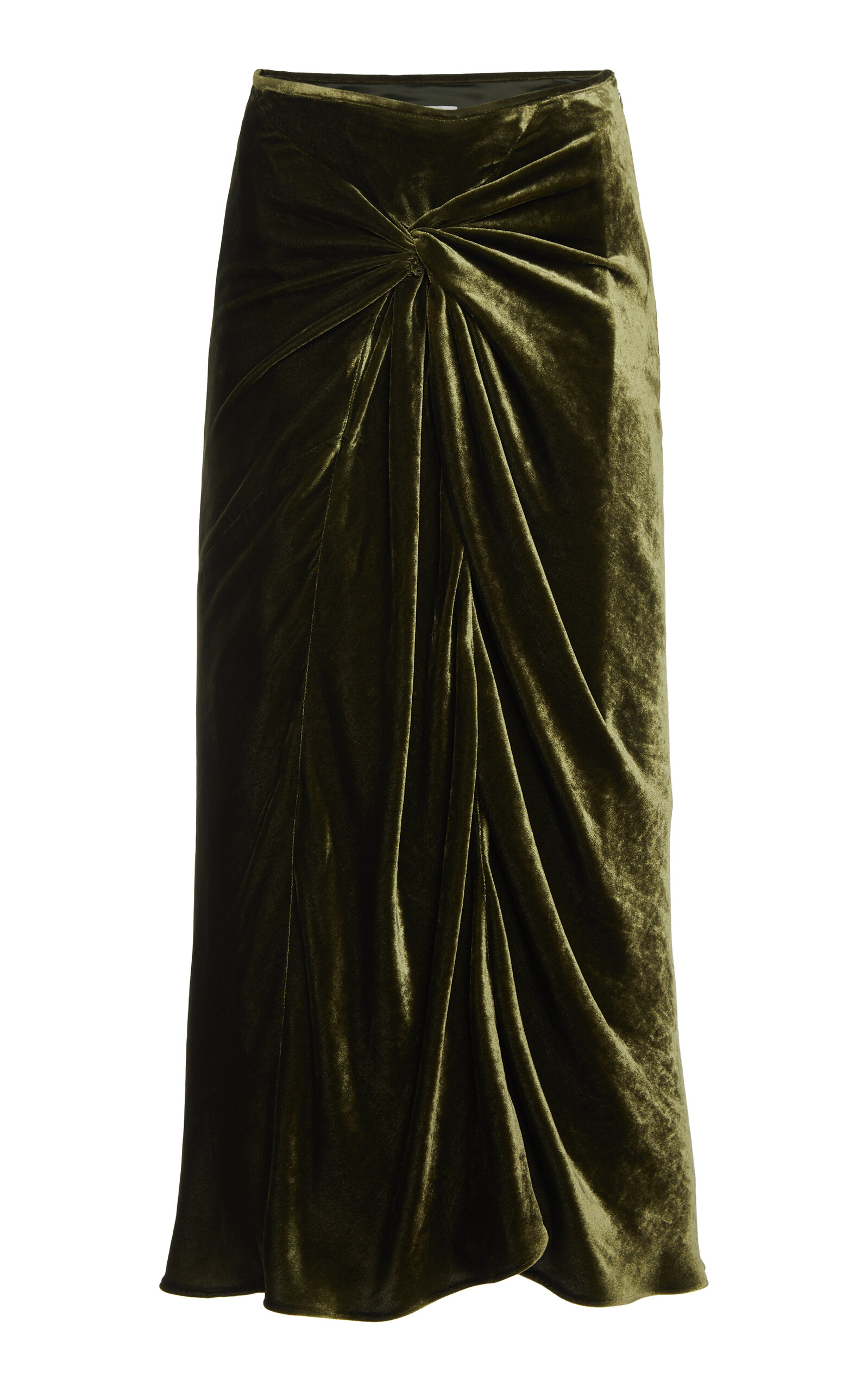 Smila Knot-Detailed Velvet Midi Skirt