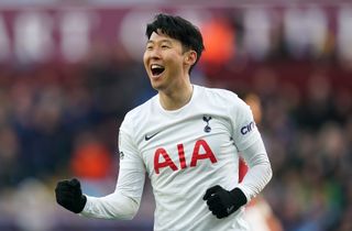 Tottenham’s Son Heung-min celebrates completing a hat-trick at Aston Villa with 66th and 71st-minute strikes
