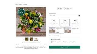 The Bouqs review: Image shows the buying options for an individual bouquet.