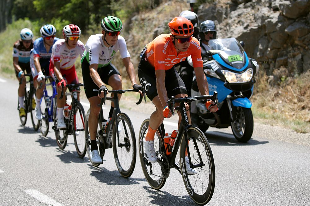 Tour de France stage 16 breakaway: Lars Bak (Dimension Data), Paul Ourselin (Total Direct Energie), Lukasz Wisniowski (CCC), Alexis Gougeard (AG2R La Mondiale), Stephane Rossetto (Cofidis).