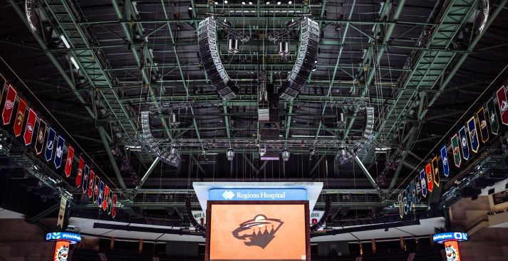 The Minnesota Wild's arena is donned in Meyer Sound speakers.