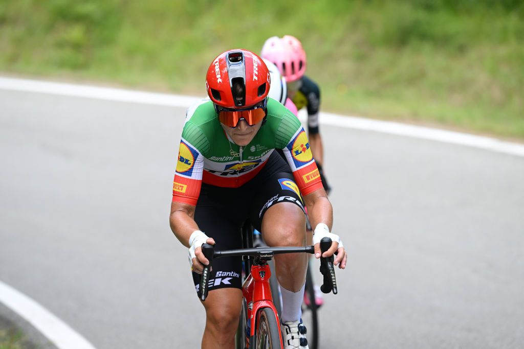 BORGO VAL DI TORO ITALY JULY 03 Elisa Longo Borghini of Italy and Team Lidl Trek competes in the breakaway during the 34th Giro dItalia Donne 2023 Stage 4 a 134km stage from Fidenza to Borgo Val di Toro UCIWWT on July 03 2023 in Borgo Val di Toro Italy Photo by Dario BelingheriGetty Images