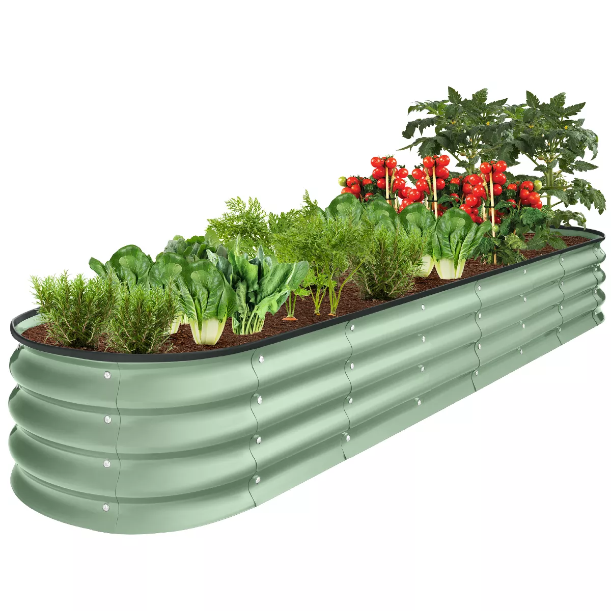 Best Choice Products Outdoor Metal Raised Oval Garden Bed &amp;ndash; 4x2x1ft or 8x2x1ft Planter Box for Vegetables and Flowers