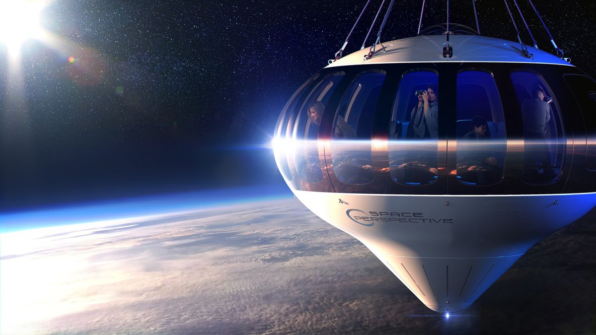 Artist&#039;s illustration of Space Perspective&#039;s balloon-borne Spaceship Neptune high above Earth.